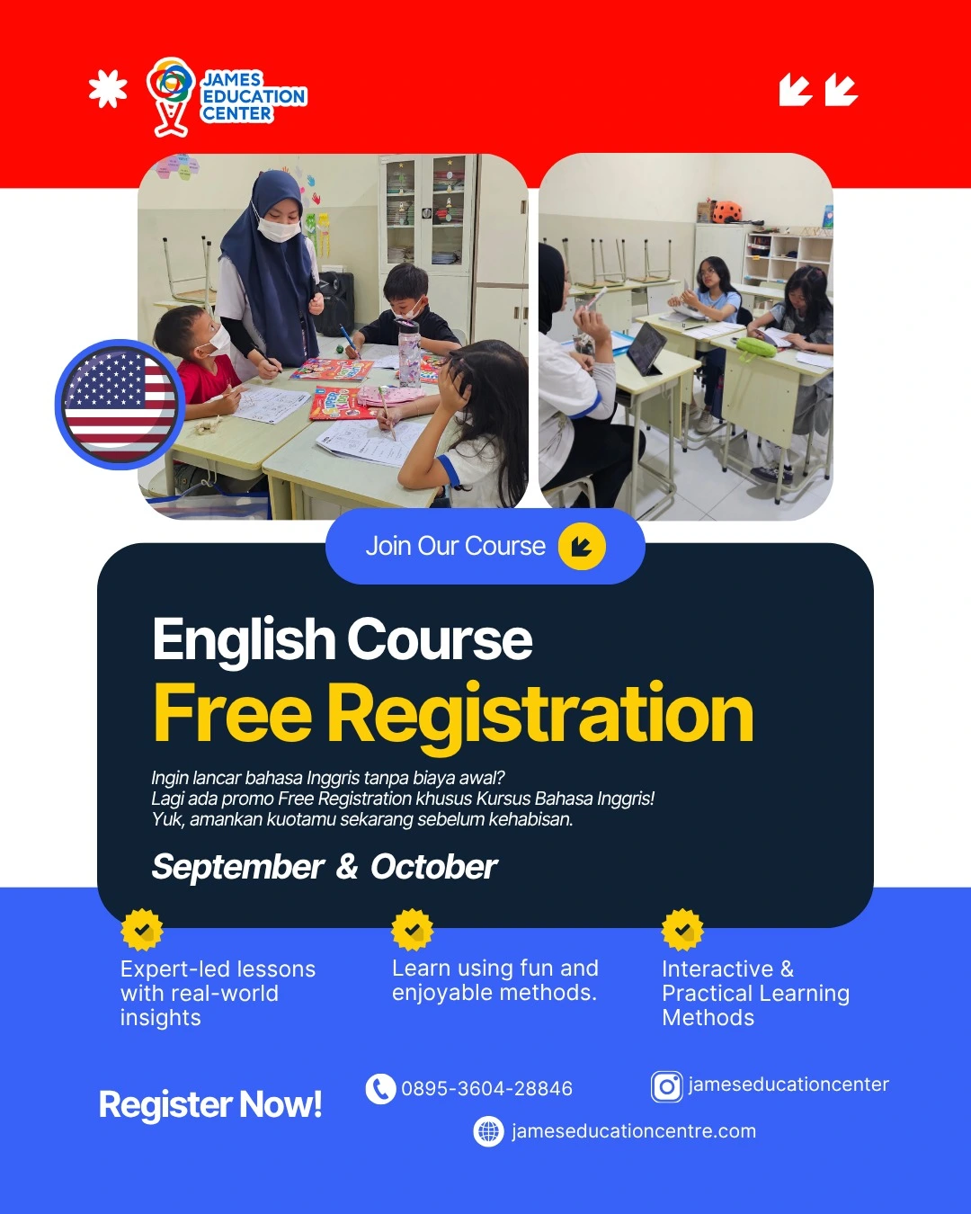 English Course: Free Registration selama September dan Oktober