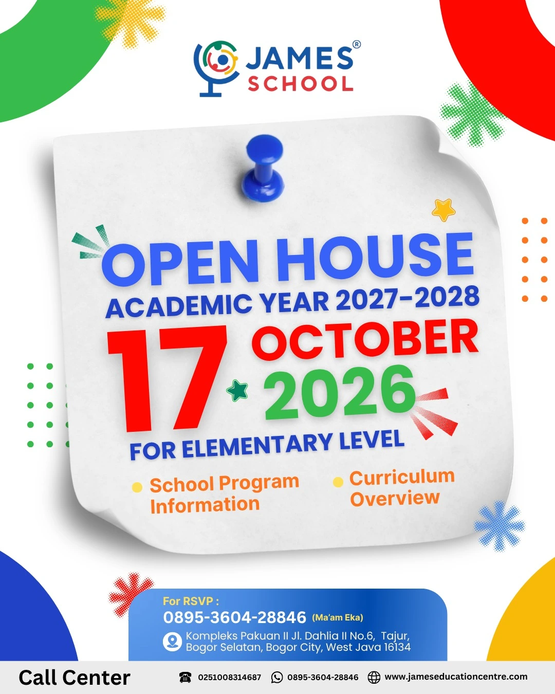 Open House James Elementary School — 17 Oktober 2026